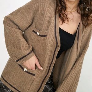 NWT Tan Contrast Cardigan